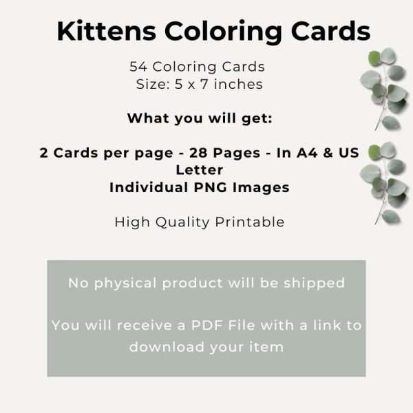 54 Kittens Affirmation Cards To Color - Image 5