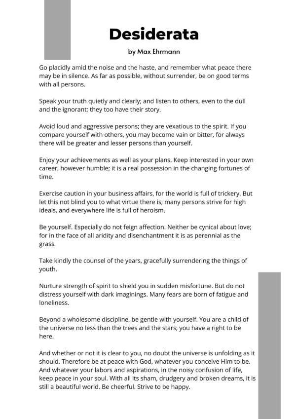 Desiderata Poem Printable by Max Ehrmann - Image 2