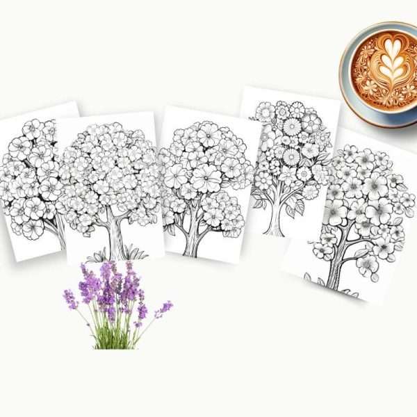 30 Tree Flowers Coloring Pages | Printable - Image 4