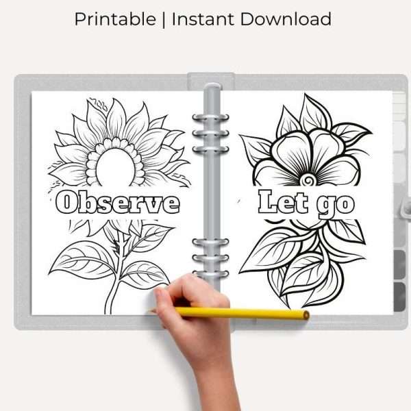 30 Mindfulness Coloring Book with Botanicals & Positive Phrases - Image 5