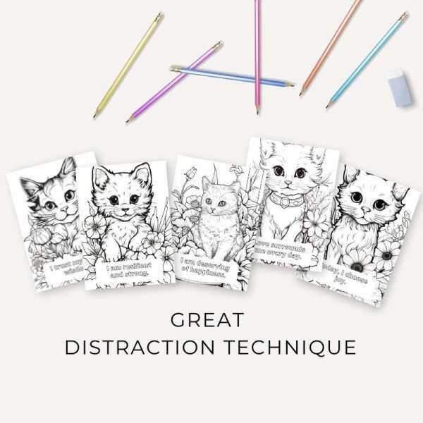 54 Kittens Affirmation Cards To Color - Image 3