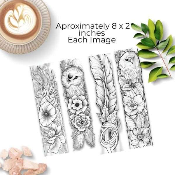 Set of 19 Birds & Flowers Bookmark Printable Coloring - Image 4