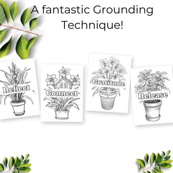 30 Mindfulness Coloring Pages with Indoor Plants & Positive Phrases - Image 3