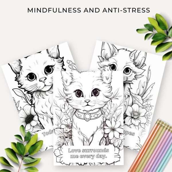 54 Kittens Affirmation Cards To Color - Image 6