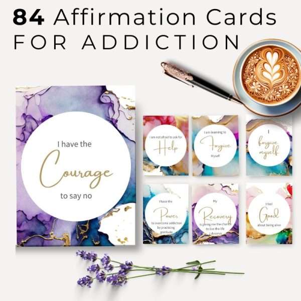 Set of 84 Addiction Recovery Affirmation Cards | Digital Download