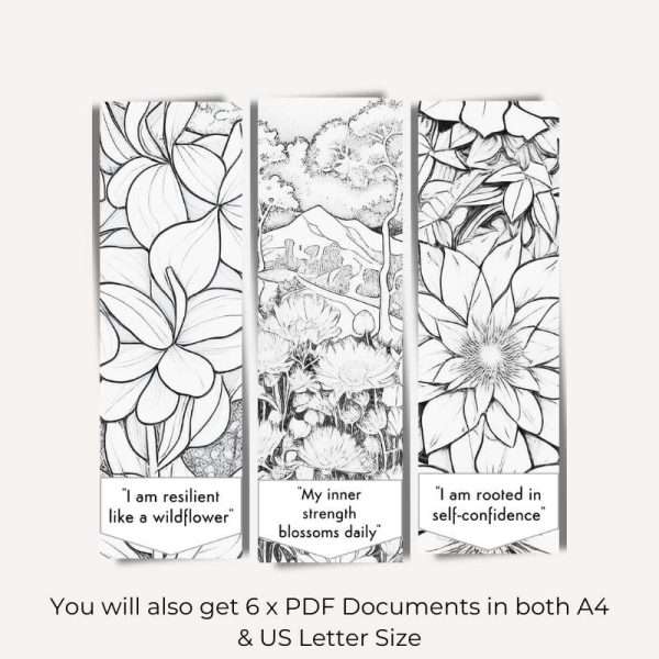 Set of 64 Coloring Floral Bookmarks for Adults Bundle - Image 4