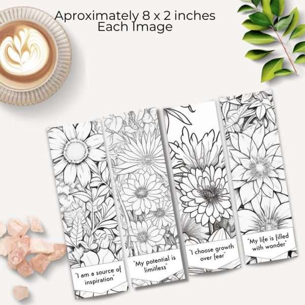 Set of 64 Coloring Floral Bookmarks for Adults Bundle - Image 5