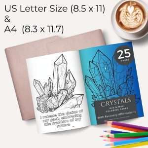 Crystals Coloring Book with Recovery Affirmations