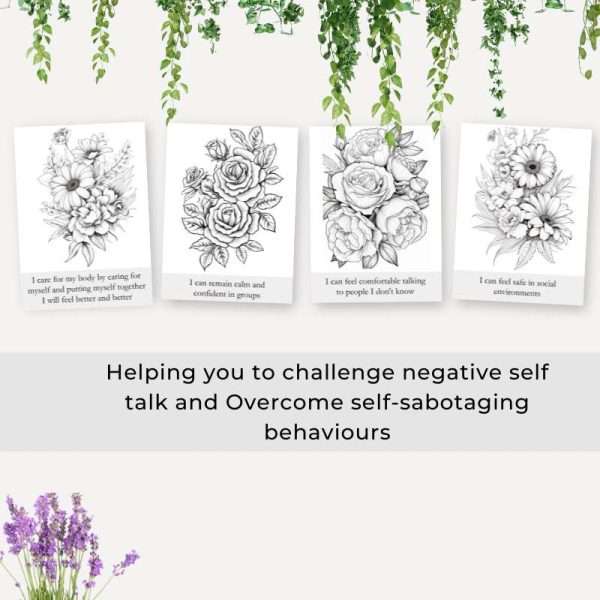 50 Floral Coloring Cards with Affirmations - Image 2