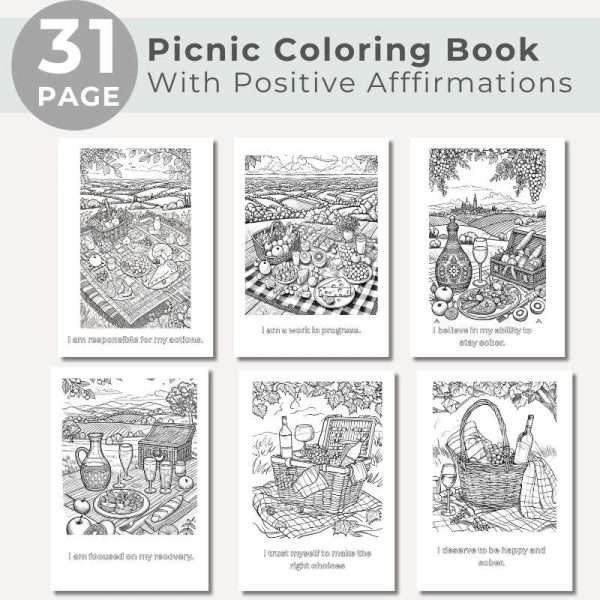 31 Page Picnic Coloring Book with Affirmations