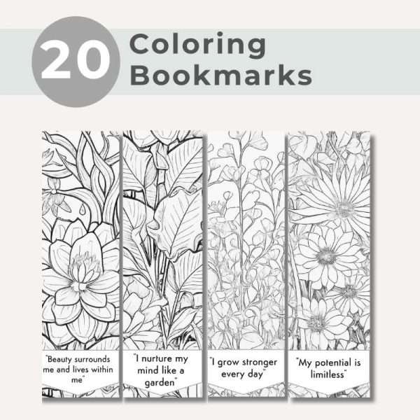 Set of 20 Printable Floral Bookmarks for adults Vol 3