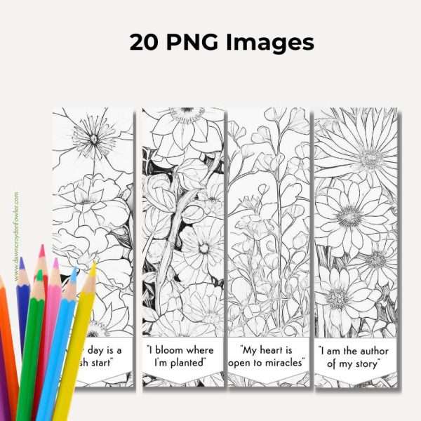 Set of 20 Printable Floral Bookmarks for adults Vol 3 - Image 4