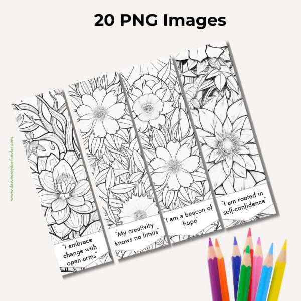 Set of 20 Floral Affirmation Bookmarks for adults Vol 2 - Image 2