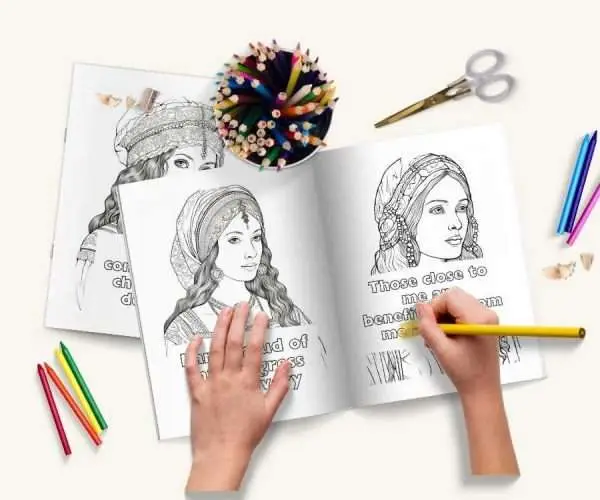 Addiction Recovery Coloring Pages | Beautiful Renaissance Women - Image 3