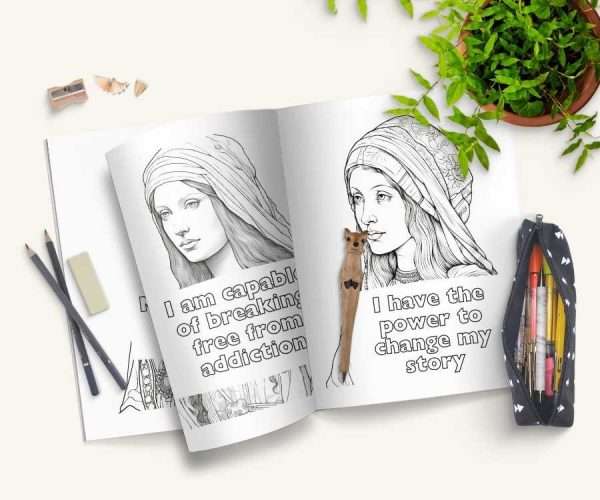 Addiction Recovery Coloring Pages | Beautiful Renaissance Women - Image 4