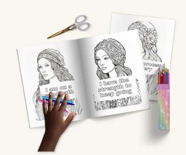 Addiction Recovery Coloring Pages | Beautiful Renaissance Women - Image 6