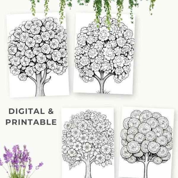 30 Tree Flowers Coloring Pages | Printable - Image 2