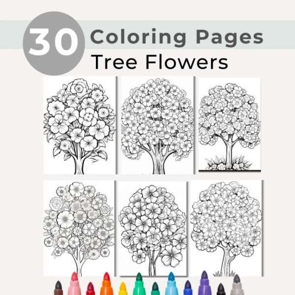 30 Tree Flowers Coloring Pages | Printable