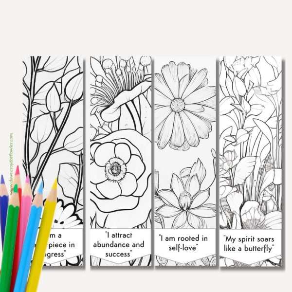 Set of 64 Coloring Floral Bookmarks for Adults Bundle - Image 2