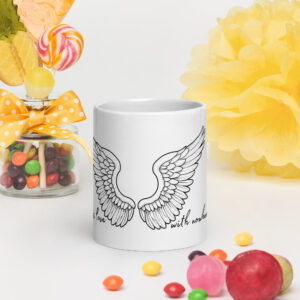 Grief is Love with nowhere to Go, Angel wings Bereavement mug, Simple Design