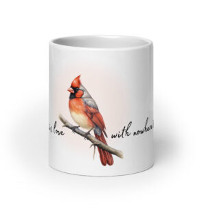 Grief Quote mug with Cardinal Bird, Grief is Love with Nowhere to Go, sympathy saying gift